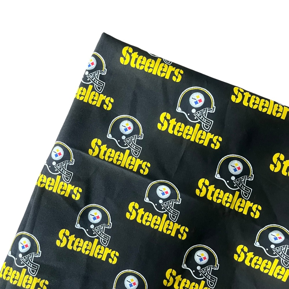 Pittsburgh Steelers NFL Fabric Black Yellow Helmet Logo Print Cotton Crafting
